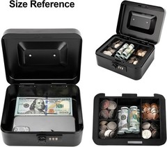 Cash Box with Money Tray and Combination Lock – Secure Medication Lock Box fo…