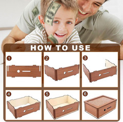 Wooden Cash Vault Savings Box Money Saving Challenge Coin Counter Piggy Bank for