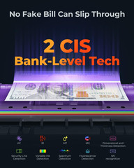 Bank Grade Money Counter Machine Mixed Denomination, 2CIS/UV/IR/MG/MT Counterfe