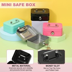 Mini Safe Box Mini Money Saving Boxes with Keys, Green, Pink, Black, Grey, 4 Pcs
