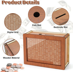 Money Saving Box 10k Cash Vault Savings Challenge Box for Adults,10 000 Wooden P