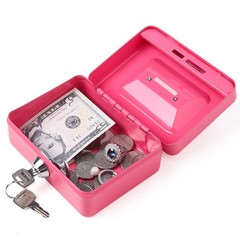 Small Cash Box with Lock and Slot, Locking Money Box, Metal Coin Piggy Bank .