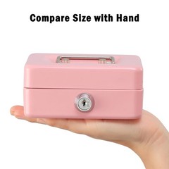 Locking Steel Mini Cash with Removable Coin Tray and Key Lock for , 4.92″ x 3…