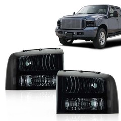 2005-2007 Ford F250 F350 Super Duty Headlights Black Smoke Clear Left Right