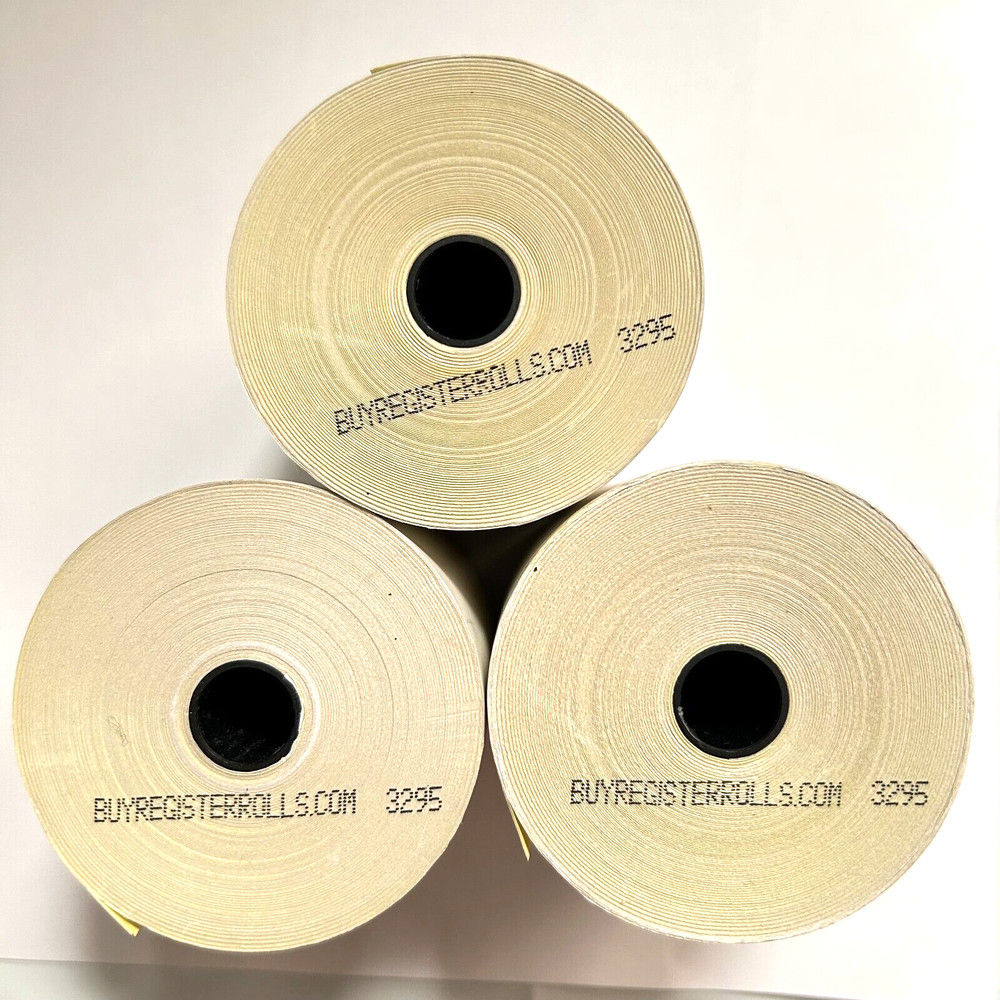 3″ x 95′ 2-Ply White & Canary CARBONLESS POS RECEIPT PAPER ROLLS 3 Rolls