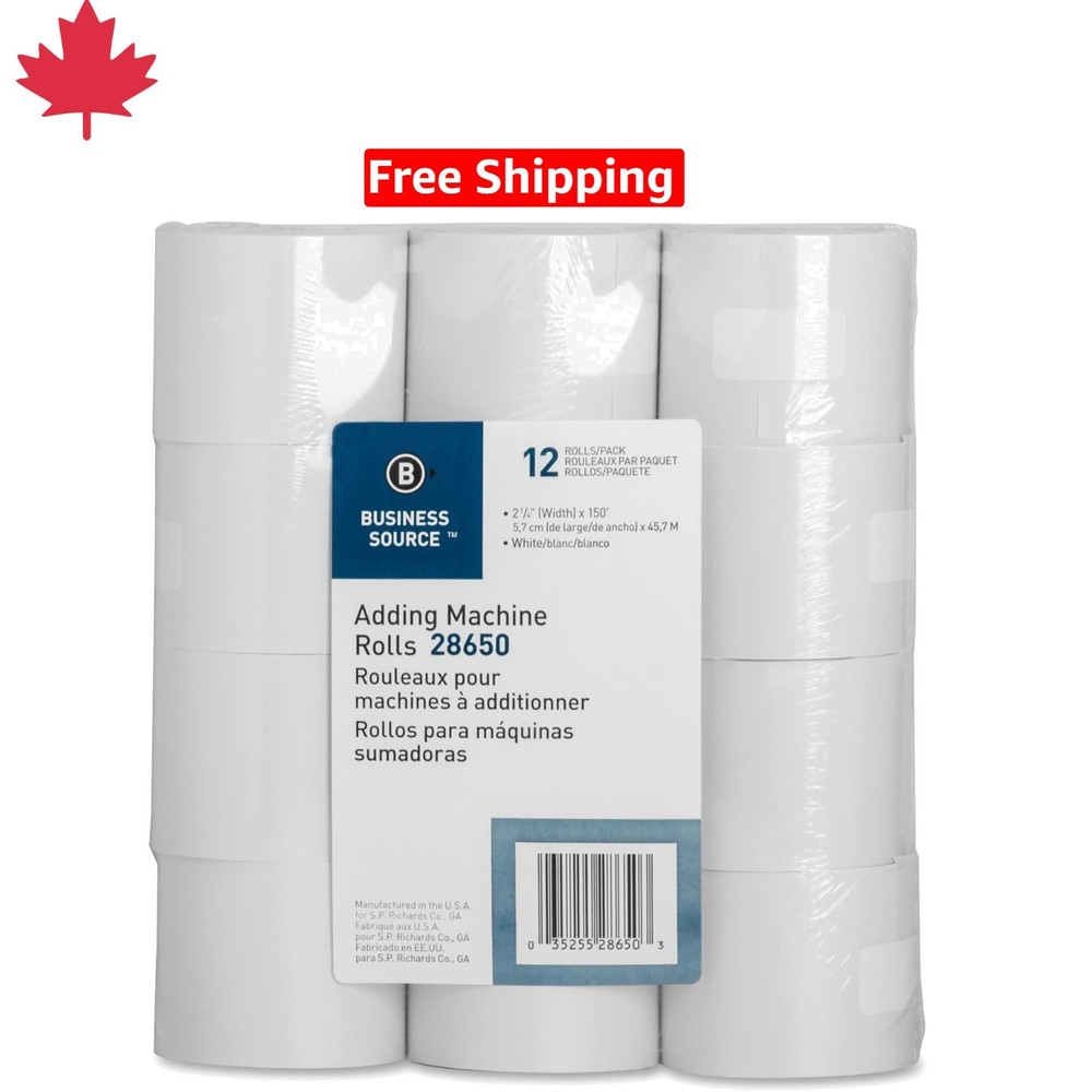 White 2.25 Inch x 150 Feet Receipt Paper – 12 Rolls for Businesses