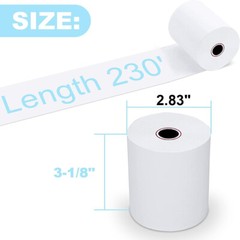 3-1/8″ x 230′ Thermal Paper Receipt Rolls White 10 Rolls POS Cash Register Tape