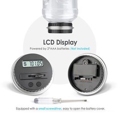 Large Digital Coin Counting Bank 1.8L LCD Coin Jar US Coins Silver