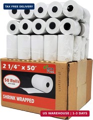 (50 Rolls) 2 1/4 x 50 Thermal Paper Receipt Rolls 55 GSM Premium Quality German