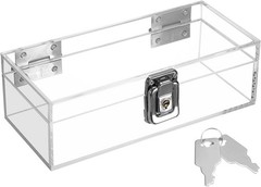 Lockable Money Storage Box Clear Acrylic Cash Holder with Key Lock Cash Organ…