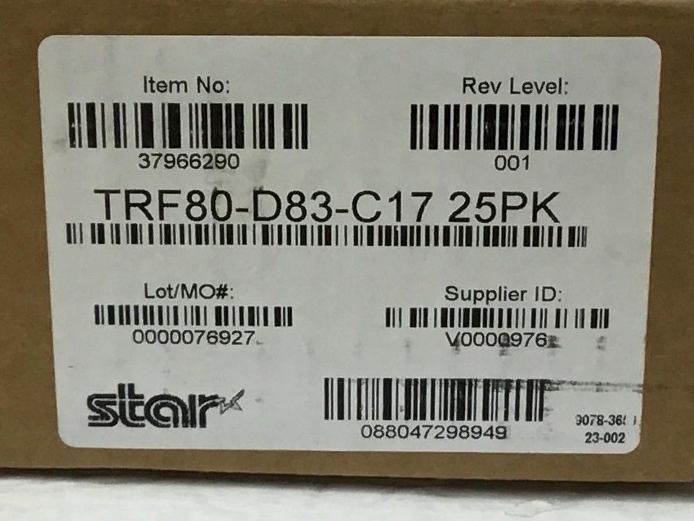 Star 25 PACK 80MM THERMAL PAPER 230′ / ROLL TSP100 TSP650 TSP700 37966290