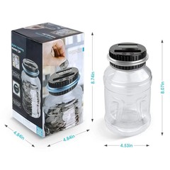 Large Digital Coin Counting Bank 1.8L LCD Coin Jar US Coins Silver
