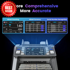 Mixed Denomination Money Counter Touch Screen 2CIS UV MG IR Counterfeit US