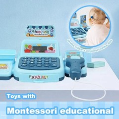 Kids Supermarket Cash Register Toy – Electronic Shopping Play Set with Lights