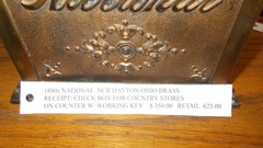 NCR NATIONAL BRASS AND BRONZE GLASS RECEIPT CASH BOX W KEY WORKING