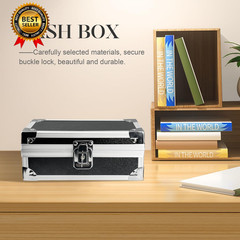 Lockable Cash Box with Key, Aluminium Alloy Money Storage Box & Single-Row Curre