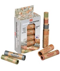 48 Assorted Preformed Coin Wrappers For Penny Nickels Dimes Quarters Collections