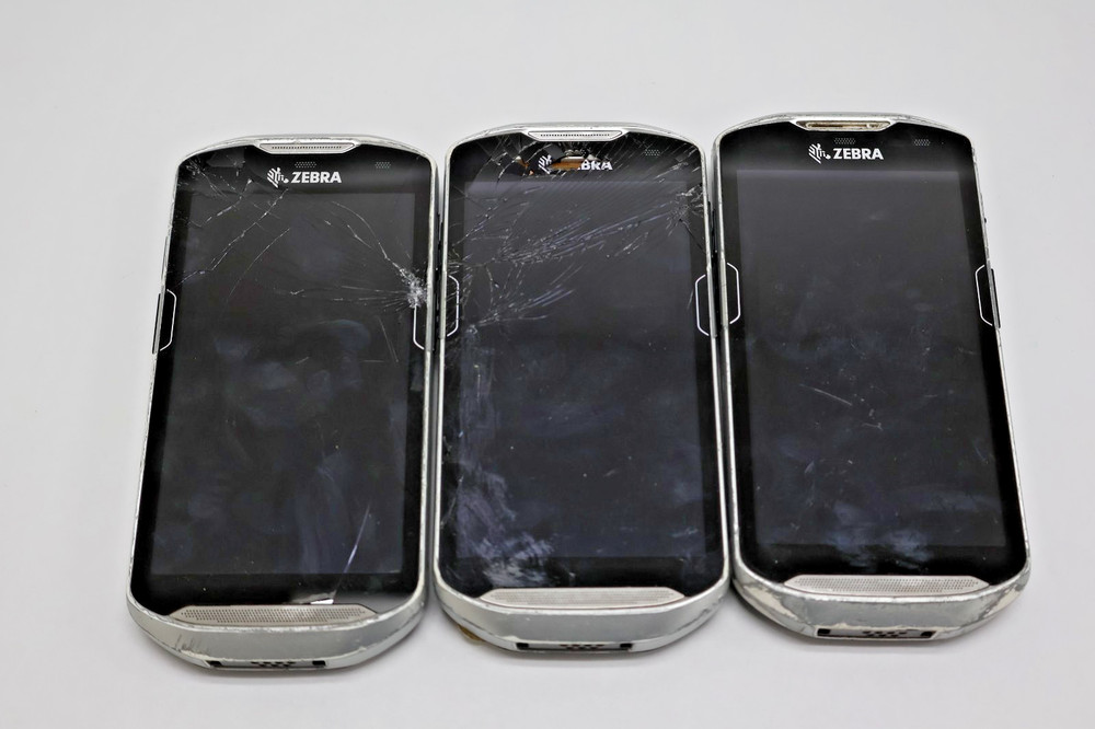Lot of 3 Zebra TC510K Handheld Touch Computer Broken Screens Unknown Status READ