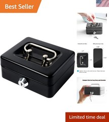 Elegant Small Cash Box with Lock – Stylish Metal Coin Bank for Home & Office