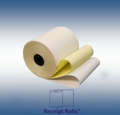 3″ x 95′ 2-ply Bond Carbonless White/Canary Kitchen Printer Paper Rolls – 50/CS