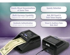 Máquina portatil detector billetes Falsificados USD/EUR/GBP/MXN pantalla LCD