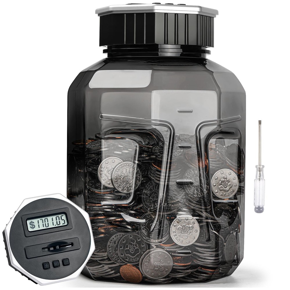 Digital Coin Counting Piggy Bank X-Large 2.4L Capacity with LCD Counter Jar