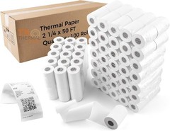 Space-Saving 100 Count 2 1/4″ x 50′ Thermal Receipt Paper – All Credit Terminals