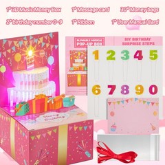Surprise Musical Pop Up Birthday Card, Money Roll Pull Box, Cash Gift Box for