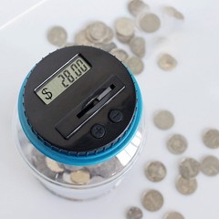 Electronic Digital LCD Coin Counter Counting Jar Money Saving Piggy Bank 1.8L JQ