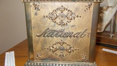 NCR NATIONAL BRASS AND BRONZE GLASS RECEIPT CASH BOX W KEY WORKING