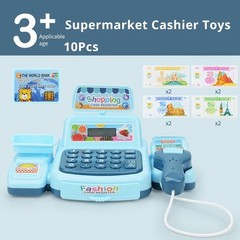 Kids Supermarket Cash Register Toy – Electronic Shopping Play Set with Lights