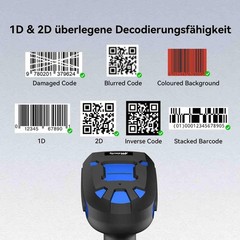 Alacrity Wireless Charging Barcode Scanner 1D 2D Blue