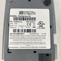 Digital Check CX30 152000-01 ChexPress 30 Dim Power Light No AC Adapter Tested
