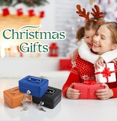 Mini Cash Box with Lock and Slot Small Cash Box with Money Tray Metal Piggy Bank