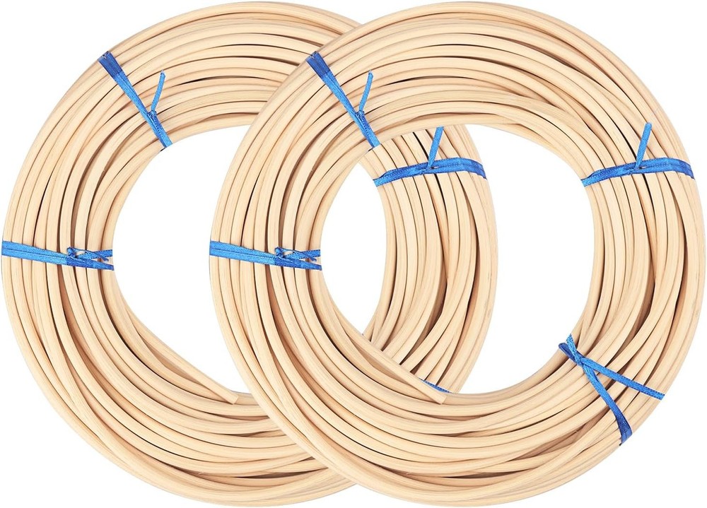 2 Rolls # 8 Spline, 66 Ft Each Roll Reed Spline, Diameter 0.2 In（5Mm）Natural Can