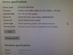 Toshiba TCX 700 4900-767 Logic-Terminal Intel G4900 16GB Memory 256GB SSD HDD