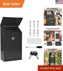 Money Drop Box with Lock & Slot, Metal Cash Collection & Suggestion Box for F…