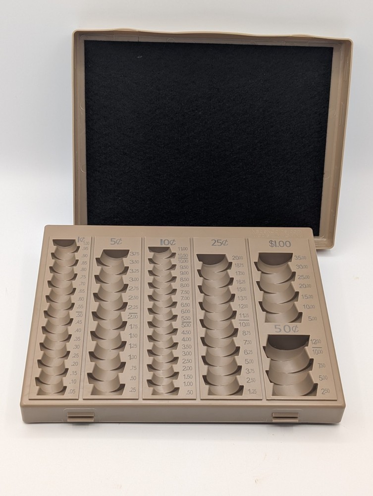Nadex Coin Counter Handling Tray With Lid 6 Compartment Coin Sorter Teller Cashi