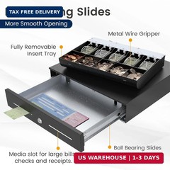 18″ Cash Rigister Drawer High Capacity- Removable 5Bill/5Coin Insert Tray, Auto