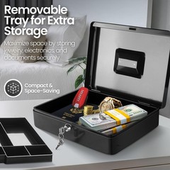 Professional 9-Compartment Cash Box – Locking Black Money Organizer with Handle