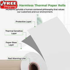 2 1/4″ Inch X 50’Ft Thermal Paper (50 Rolls), BPA Free Receipt Paper, 58Mm Therm