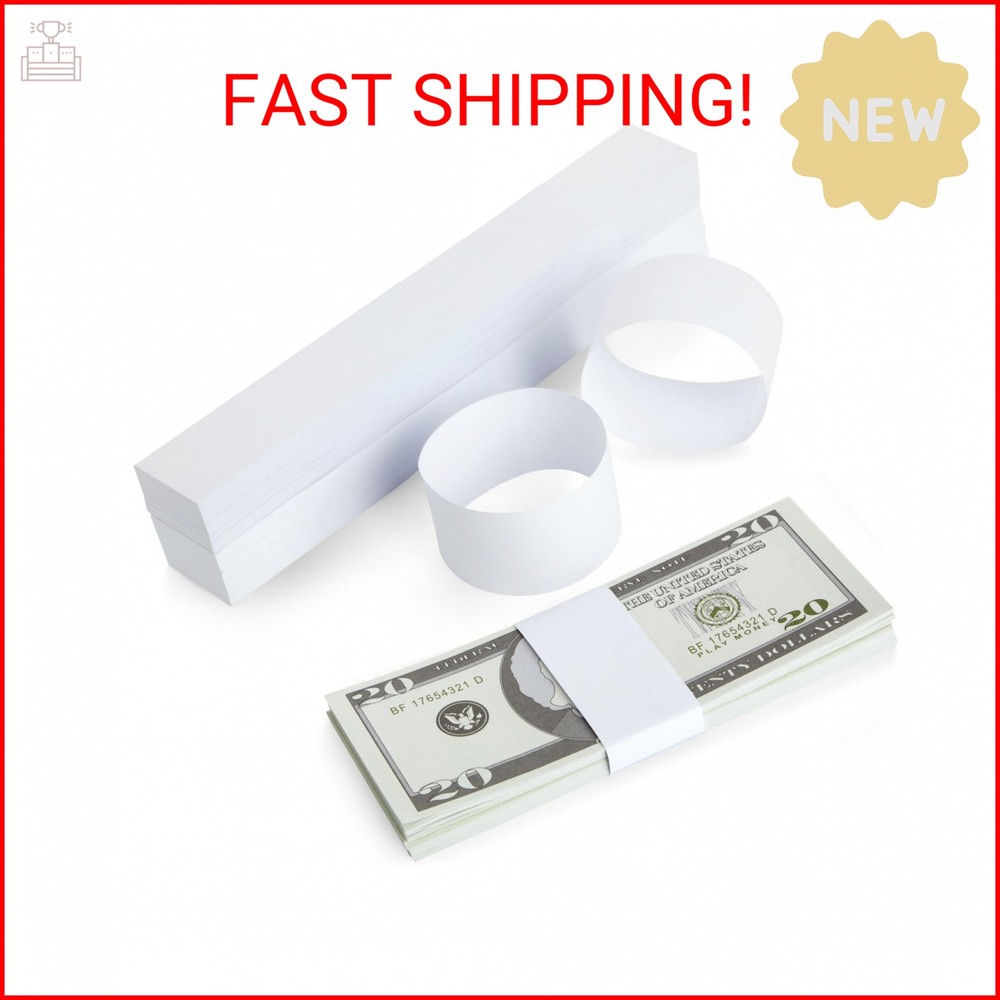 300 Pack Money Bands for Cash, Blank Self-Adhesive Currency Straps, Bill Wrapper