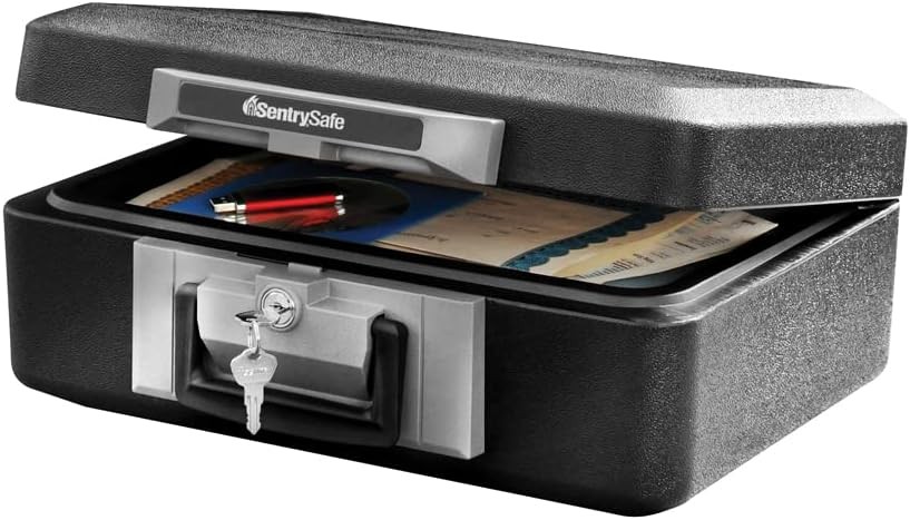 Fireproof Safe Box with Key Lock, Chest Safe with Carrying Handle to Secure Mon