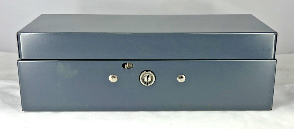 Steel Master M1914 Lock Box Cash Portable 10x5x3 No Key Gray Metal