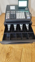 Casio PCR-T500 Electronic Cash Register w/ Operating & Drawer Keys Tested Works!