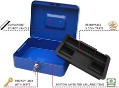 Large Lock Box with Money Tray,Storage Cash Box with Lock,Safe Metal Box for …