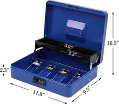 Compact 11.8″ Cash Box with Combination Lock and Coin Holder – Maximize Security
