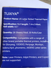 Thermal Printer Paper 8.5″X11″ US Letter Size BPA Free 30 ROLLS TUXIYA NEW