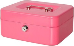 Elegant Pink Metal Cash Box with Key Lock – Portable & Durable Storage Solution