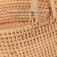 Lalasun Handwoven Rattan Storage Basket Handles Natural Wicker Decorative